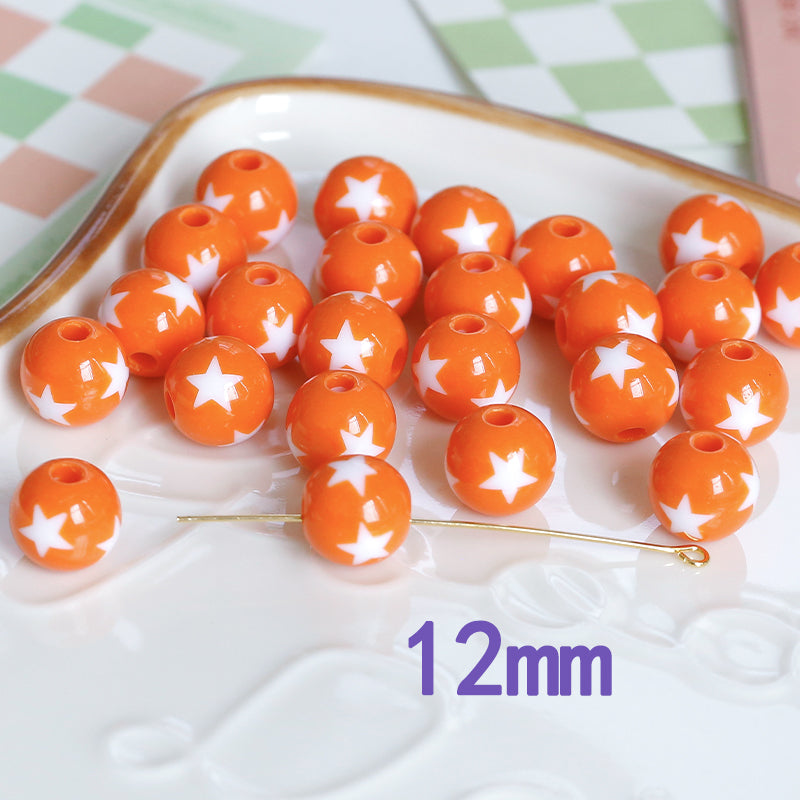 Wholesale 30pcs Cute Children's Fun Series Solid Color Macaron Color Star Round Beads